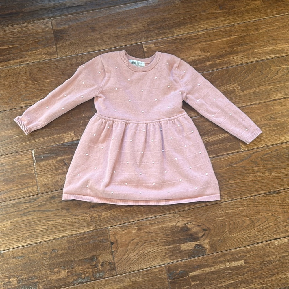 Toddler girl pink sweater dress